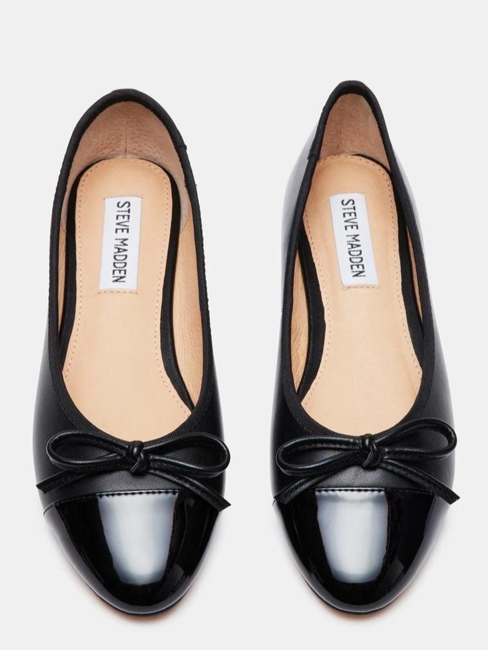 Steve Madden Black Patent Toe Bow Ballet Flats